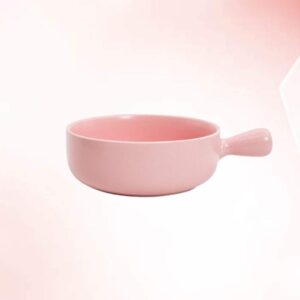 Cabilock Ceramic Porcelain Bowl Ceramic Baking Bowl with Handle Porcelain French Onion Soup Bowls Crock Bowls Cooking Bowls Casserole for Cereal Salad Rice Pink Stew Bowls