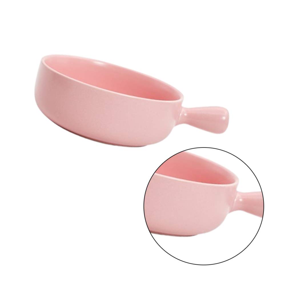 Cabilock Ceramic Porcelain Bowl Ceramic Baking Bowl with Handle Porcelain French Onion Soup Bowls Crock Bowls Cooking Bowls Casserole for Cereal Salad Rice Pink Stew Bowls