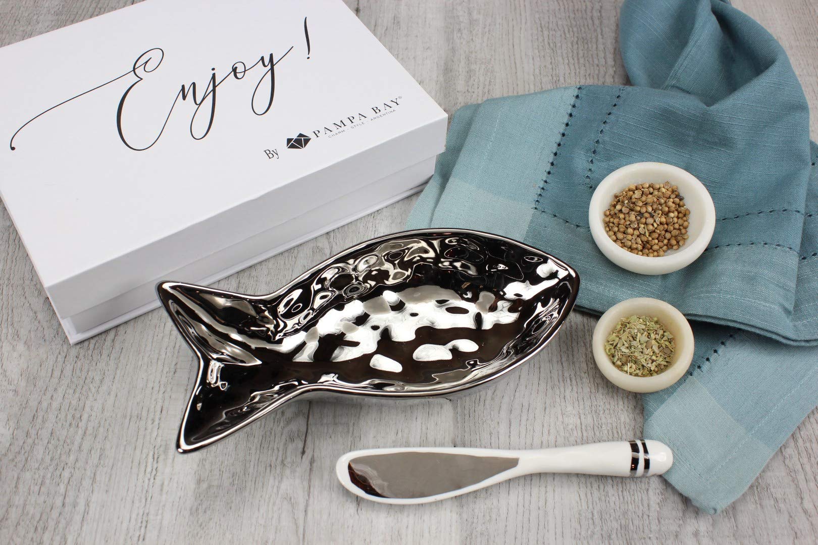 Pampa Bay Get Gifty Bowl and Spoon Set, Fish Design