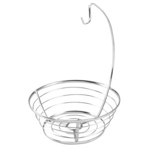 interdesign axis fruit tree bowl with banana hanger for kitchen countertops - chrome