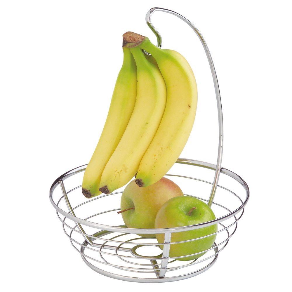 InterDesign Axis Fruit Tree Bowl with Banana Hanger for Kitchen Countertops - Chrome