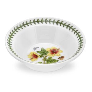 portmeirion exotic botanic garden 6.5 inch oatmeal bowl with hawaiian hibiscus motif | dishwasher, microwave, and oven safe | for cereal, soups, or salads | made in england