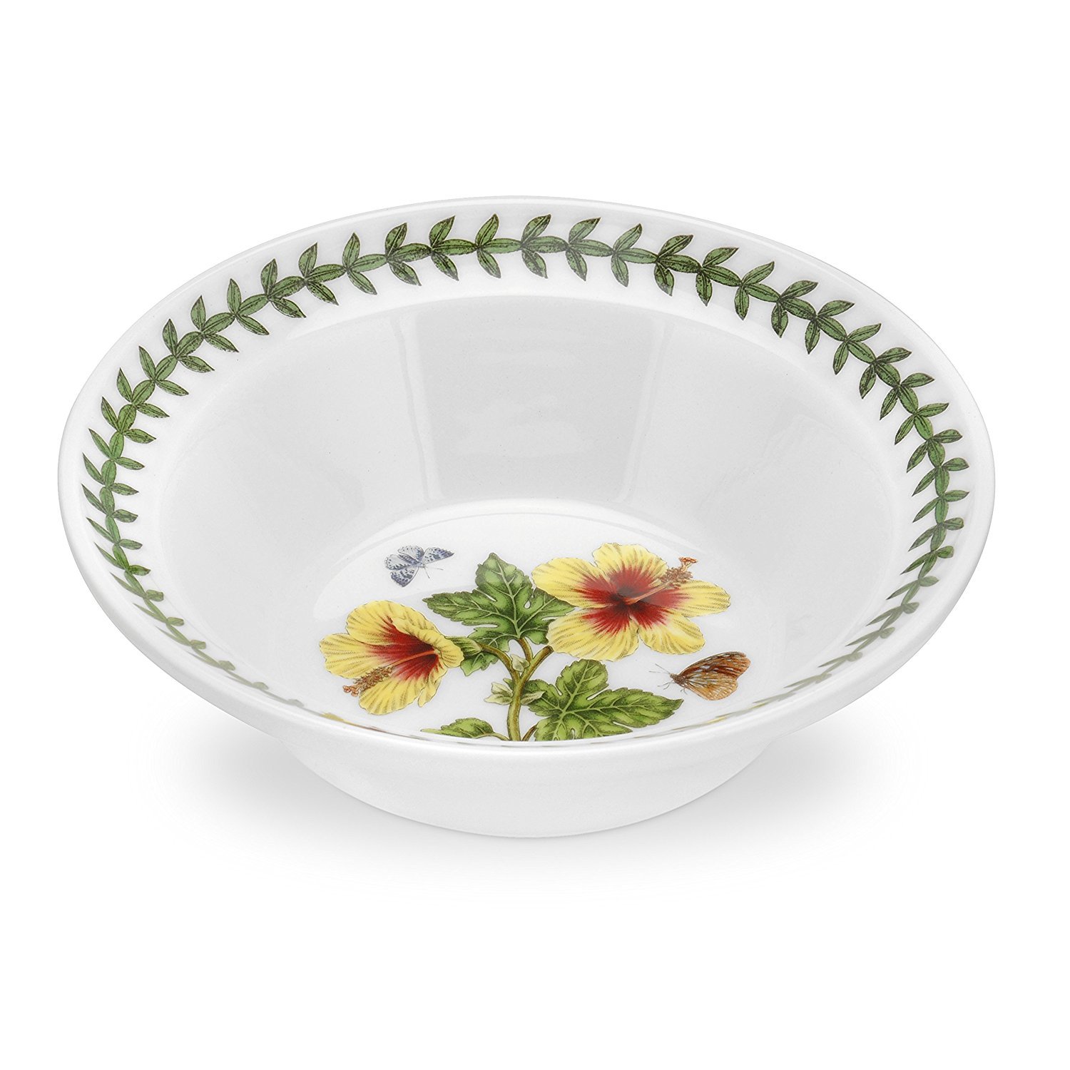 Portmeirion Exotic Botanic Garden 6.5 Inch Oatmeal Bowl with Hawaiian Hibiscus Motif | Dishwasher, Microwave, and Oven Safe | For Cereal, Soups, or Salads | Made in England