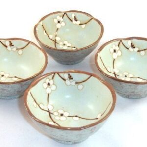 Set of Japanese Sakura Cherry Blossom Soy Sauce Dipping Bowls 3 1/2 Inch by Japan