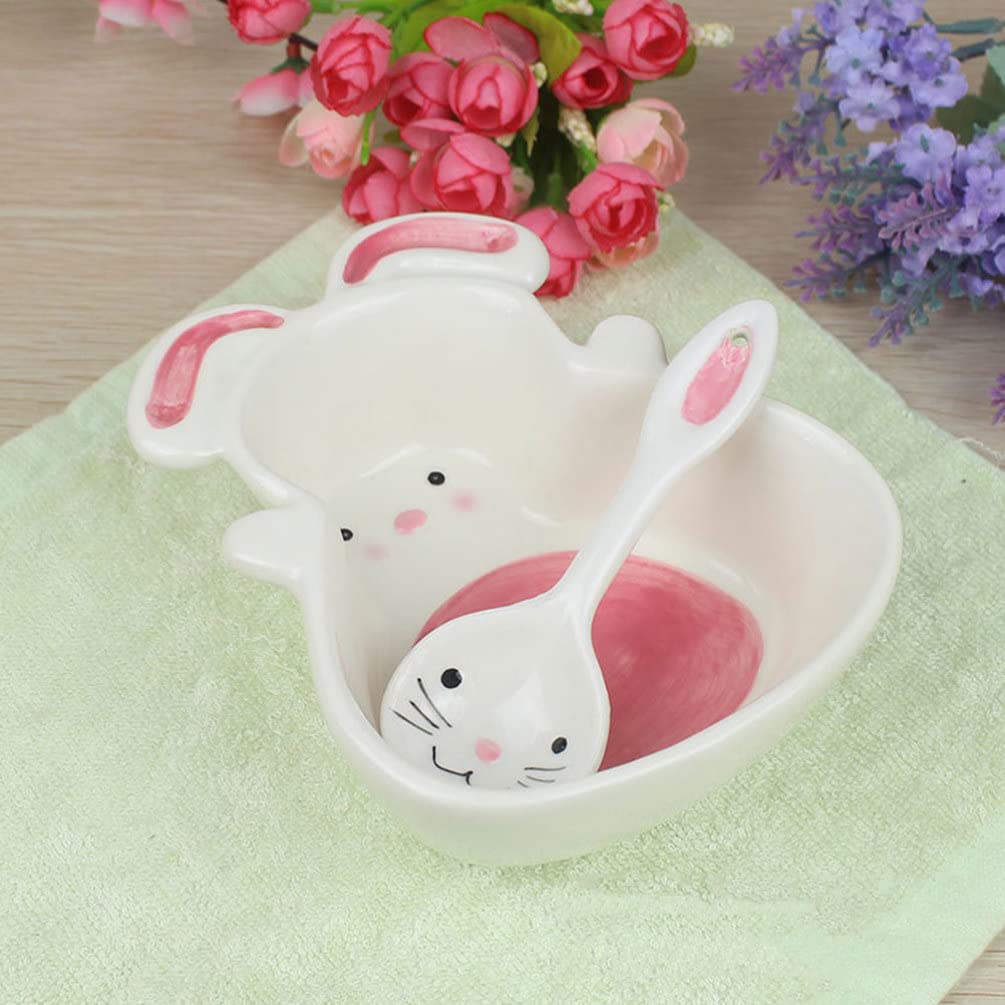 SHERCHPRY Rabbit Shape Foods Bowl Ceramic Fruit Bowl Bunny Candy Dish Snack Dessert Bowl Foods Serving Container for Spring Easter Party Tableware