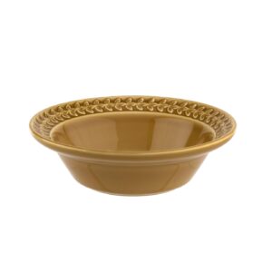 portmeirion botanic garden harmony amber cereal bowl | 6 inch embossed bowl for cereal, oatmeal, fruit and ice cream | dishwasher, microwave, and oven safe | made in england