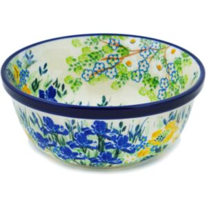polish pottery 6¼-inch bowl made by ceramika artystyczna (peaceful garden theme) signature unikat + certificate of authenticity