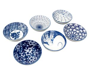 tj global set of 6 traditional japanese pottery ceramic bowls for rice, salad, soup, cereal, snacks, ice cream - 10 fluid ounce capacity