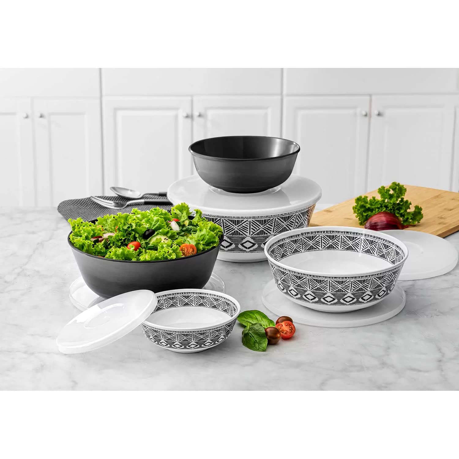 Member's Mark 5-Piece Melamine Mixing Bowl Set with Lids (Printmaker)