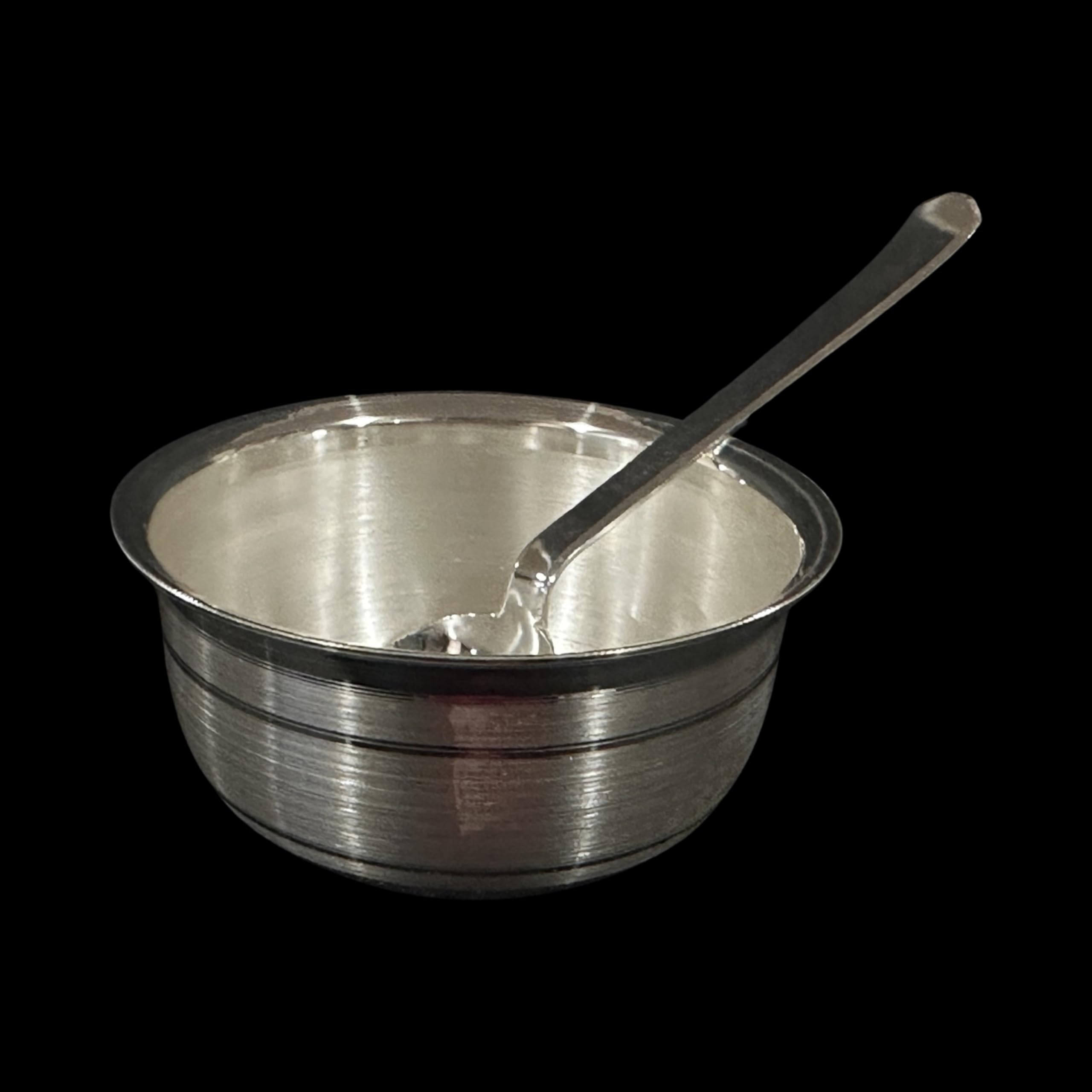 Balaji 999 Pure Silver 3.0 Bowl & Spoon for Kids - 3.0-inch Set#01