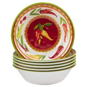 certified international hot red hotmelamine 7.5" all purpose bowls, set of 6, multicolor, 32782set6
