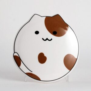 Ceramic Bowl with Lid, I Love Neko Lucky Cat Design Microwavable Dish, 5 3/4 Inches