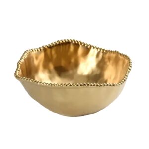pampa bay titanium-plated porcelain large salad bowl, 10.5 inch, matte gold tone, oven, freezer, dishwasher safe, mca1721