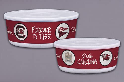 Magnolia Lane University South Carolina Gamecocks Football Bowl Container with Lid, Set of 2, Kitchen Accessories