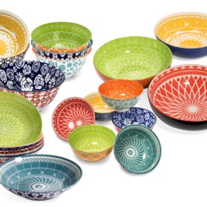 Annovero Cereal Bowls, Dessert Bowls, Serving Bowls, Pasta Bowls. Cute and Colorful Porcelain Dishes for Kitchen, Microwave and Oven Safe. Bundle