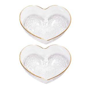 luxshiny salad dishes 2pcs glass cereal bowls dessert bowl mini prep bowls heart shape food serving bowl for home restaurant salad plate