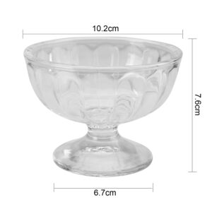 Dessert Glass Cup Ice Cream Bowl 190ml Crystal Clear Pudding Bowl with Pedestal Round Glass with Tulip Vintage Drinking Glassware for Soda Milkshake Juice Cocktail Sundae Trifle Party Serving Glass