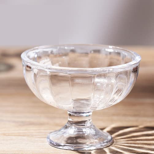 Dessert Glass Cup Ice Cream Bowl 190ml Crystal Clear Pudding Bowl with Pedestal Round Glass with Tulip Vintage Drinking Glassware for Soda Milkshake Juice Cocktail Sundae Trifle Party Serving Glass