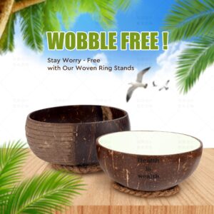 Nonaka Coconut Bowl Set - Wooden Smoothie Bowls And Spoons Are Perfect For Your Dinnerware - Coconut Bowls And Wooden Spoon Sets Contain Fork, Soup Spoons, Bamboo Straw & Cutlery Carrying Pouch