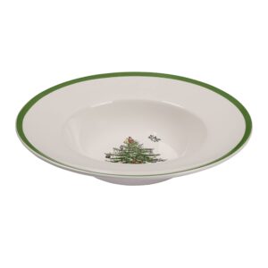 spode - christmas tree collection - 10" pasta bowl – made of porcelain- rimmed plate for serving salad, spaghetti, and soup- dishwasher, microwave, and freezer safe