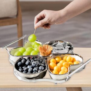 Gazechimp Snacks Basket Fruit Tray, Condiment Dish, Heart Shape Caddy Appetizer Bowl, Dessert Cake Plate Serving Platter for Wedding, Kitchen Counter, Home, 30x26.5x5cm Divided