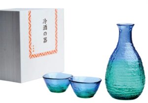 toyo sasaki glass g604-m77 cooling sake cup, blue green, approx. 7.9 x 7.5 x 4.7 inches (20 x 19 x 12 cm), sake glass collection, liquor bowl assortment, made in japan, 3 pieces