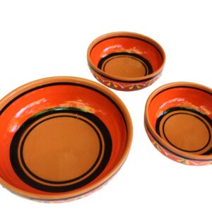 Canyon Cactus Ceramics Spanish Terracotta Set Of 3 Small Dipping Bowls, Orange