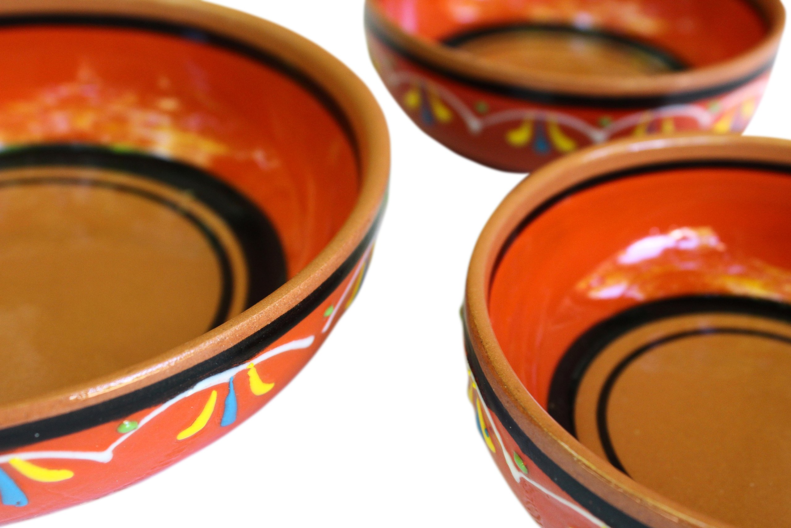 Canyon Cactus Ceramics Spanish Terracotta Set Of 3 Small Dipping Bowls, Orange