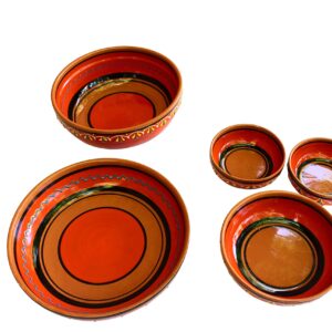 Canyon Cactus Ceramics Spanish Terracotta Set Of 3 Small Dipping Bowls, Orange