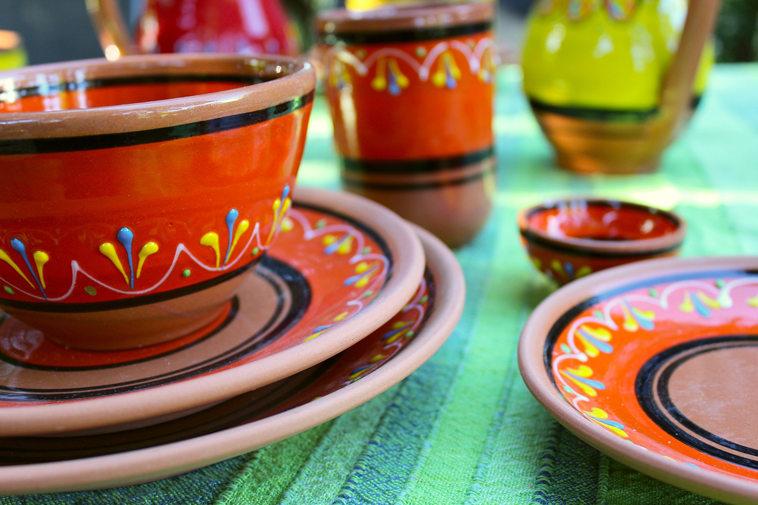 Canyon Cactus Ceramics Spanish Terracotta Set Of 3 Small Dipping Bowls, Orange