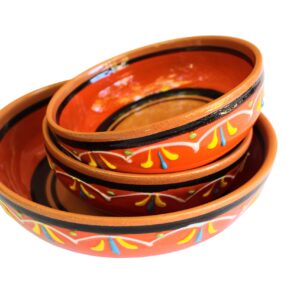 Canyon Cactus Ceramics Spanish Terracotta Set Of 3 Small Dipping Bowls, Orange