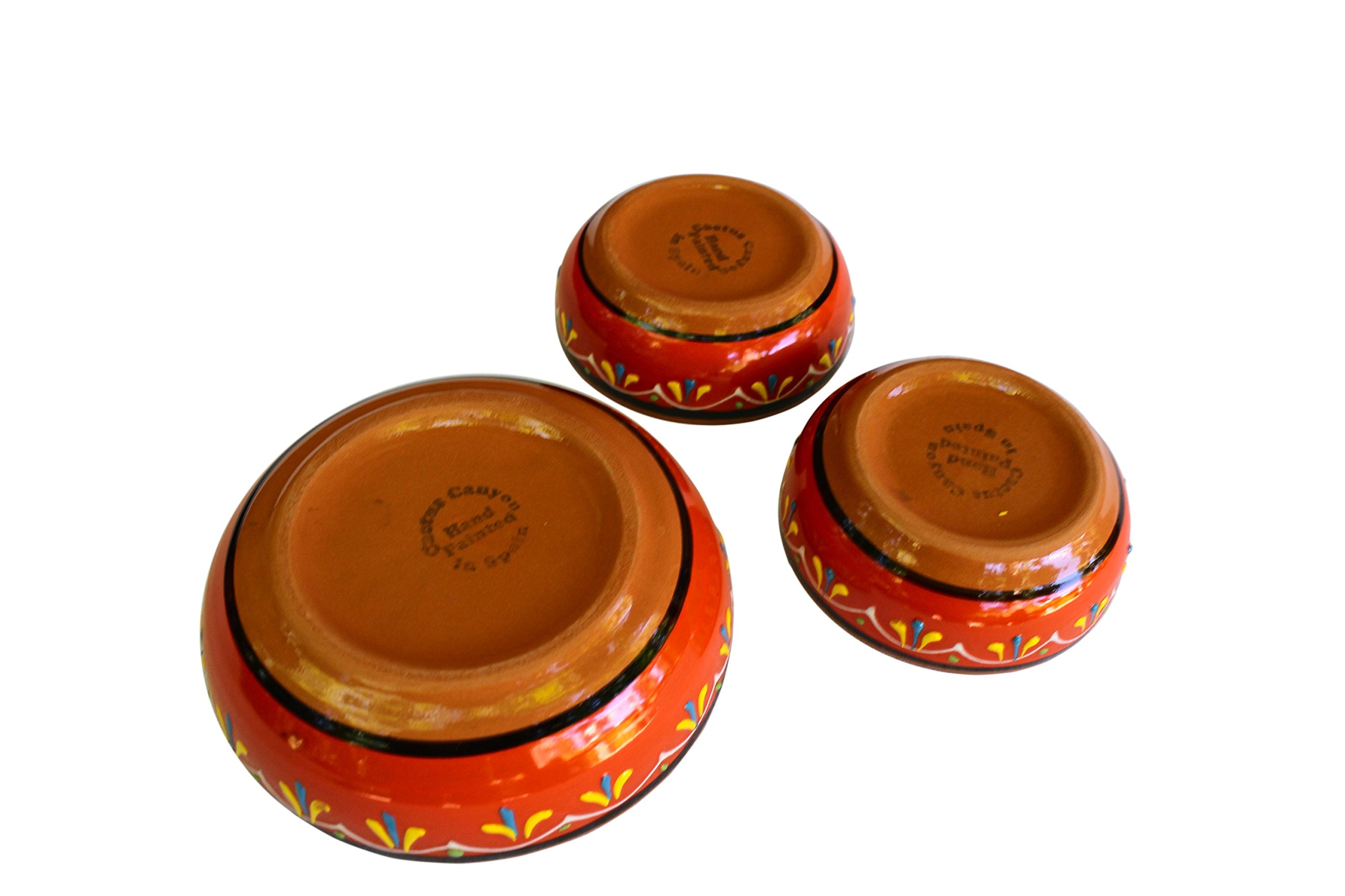 Canyon Cactus Ceramics Spanish Terracotta Set Of 3 Small Dipping Bowls, Orange