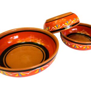 Canyon Cactus Ceramics Spanish Terracotta Set Of 3 Small Dipping Bowls, Orange