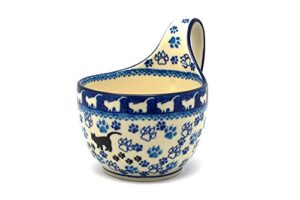polish pottery loop handle bowl - boo boo kitty