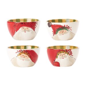 vietri old st. nick assorted soup/cereal bowls, set/4, earthenware kitchen/dining deep oatmeal dish