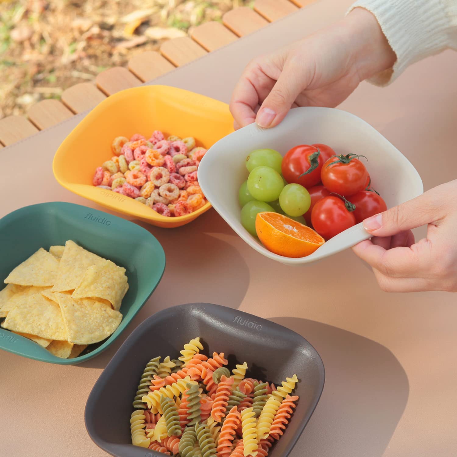 carrotez Plastic Bowls, 13.5 Oz Ice Cream Bowls, Small Bowls for Dessert, Soup, Dipping Sauce, Snack, Side Dish, Unbreakable, Reusable, Microwave & Dishwasher Safe, BPA Free, [Fluidic] 4 Pack