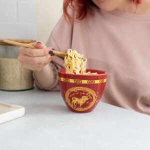 Boom Trendz Year Of The Sheep Chinese Zodiac Ceramic Dinnerware Set Includes 16 Ounce Ramen Noodle Bowl and Red One Size