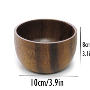 Islandoffer Japanese-style Acacia Small Wooden Bowl Ingredient Bowl Salad Dressing Bowl Miso Soup Bowl Decorative Bowl 3.9X3.1in(1pc)