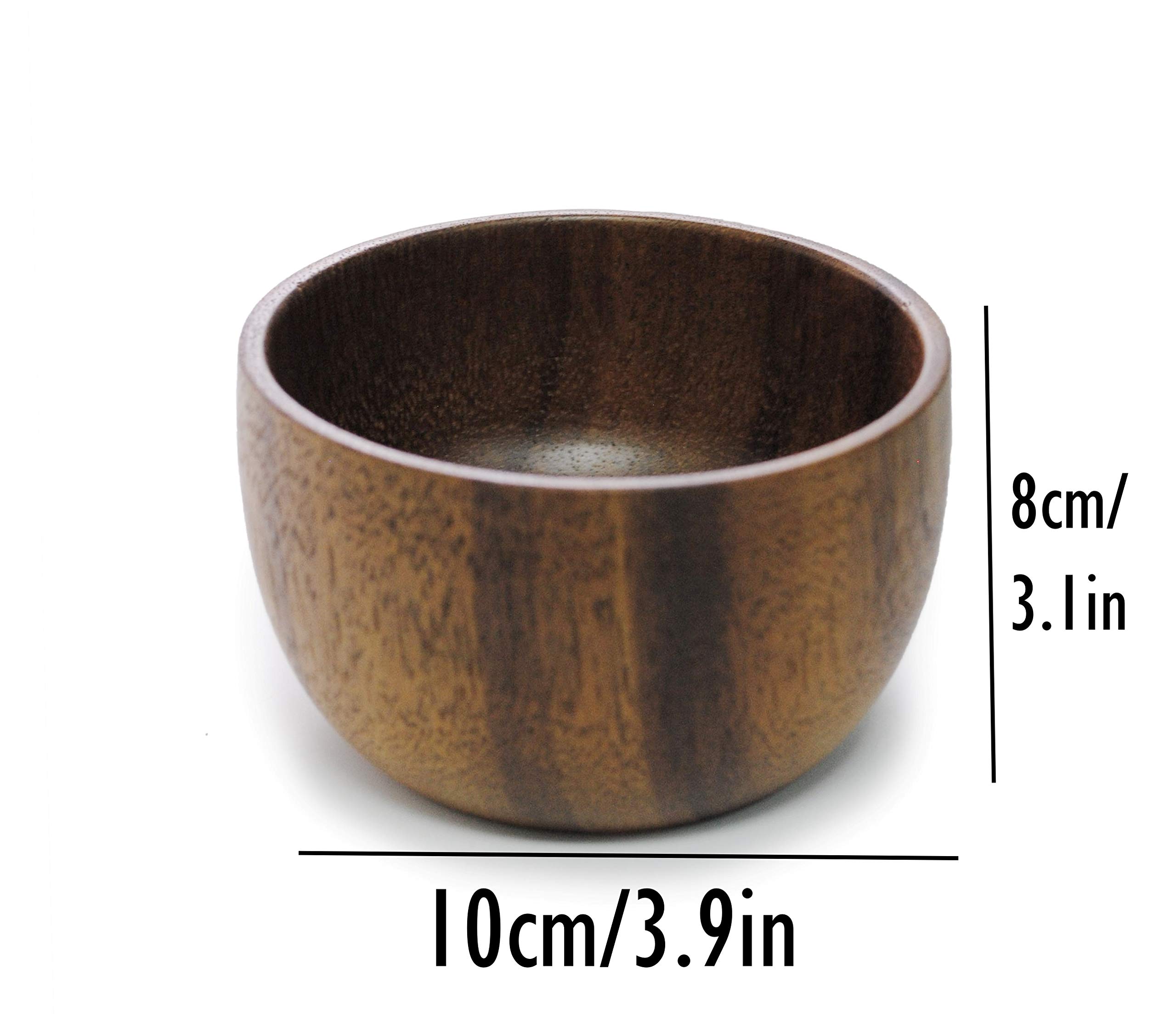 Islandoffer Japanese-style Acacia Small Wooden Bowl Ingredient Bowl Salad Dressing Bowl Miso Soup Bowl Decorative Bowl 3.9X3.1in(1pc)