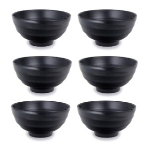 itamae tableware matte black melamine ramen pho noodle bowl 7.5" dia x 3.75" h multi purpose udon soba bowl 6 pieces pack restaurant supply