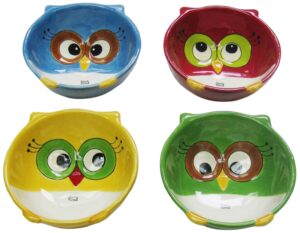 cosmos gifts fine ceramic designs owl bowls set of 4, 5"