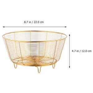 Hemoton Iron Fruit Bowl Fruit Dish Basket Metal Wire Vegetable Bowl Mesh Countertop Fruit Holder Bowl for Kitchen Counter Modern Gold