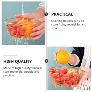 Hemoton Iron Fruit Bowl Fruit Dish Basket Metal Wire Vegetable Bowl Mesh Countertop Fruit Holder Bowl for Kitchen Counter Modern Gold