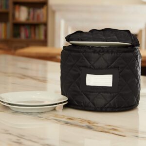 Covermates Keepsakes - Dish Storage - Padded Protection - ID Window - Stain Resistant - Machine Washable - China Storage-Black