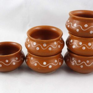 Ceramic Pots for Curd (80 ml, Set of 6) - Ceramic Katori Set Chutney Kheer Bowls Snacks Serving Bowls