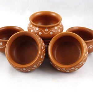 Ceramic Pots for Curd (80 ml, Set of 6) - Ceramic Katori Set Chutney Kheer Bowls Snacks Serving Bowls