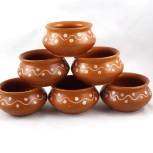 Ceramic Pots for Curd (80 ml, Set of 6) - Ceramic Katori Set Chutney Kheer Bowls Snacks Serving Bowls