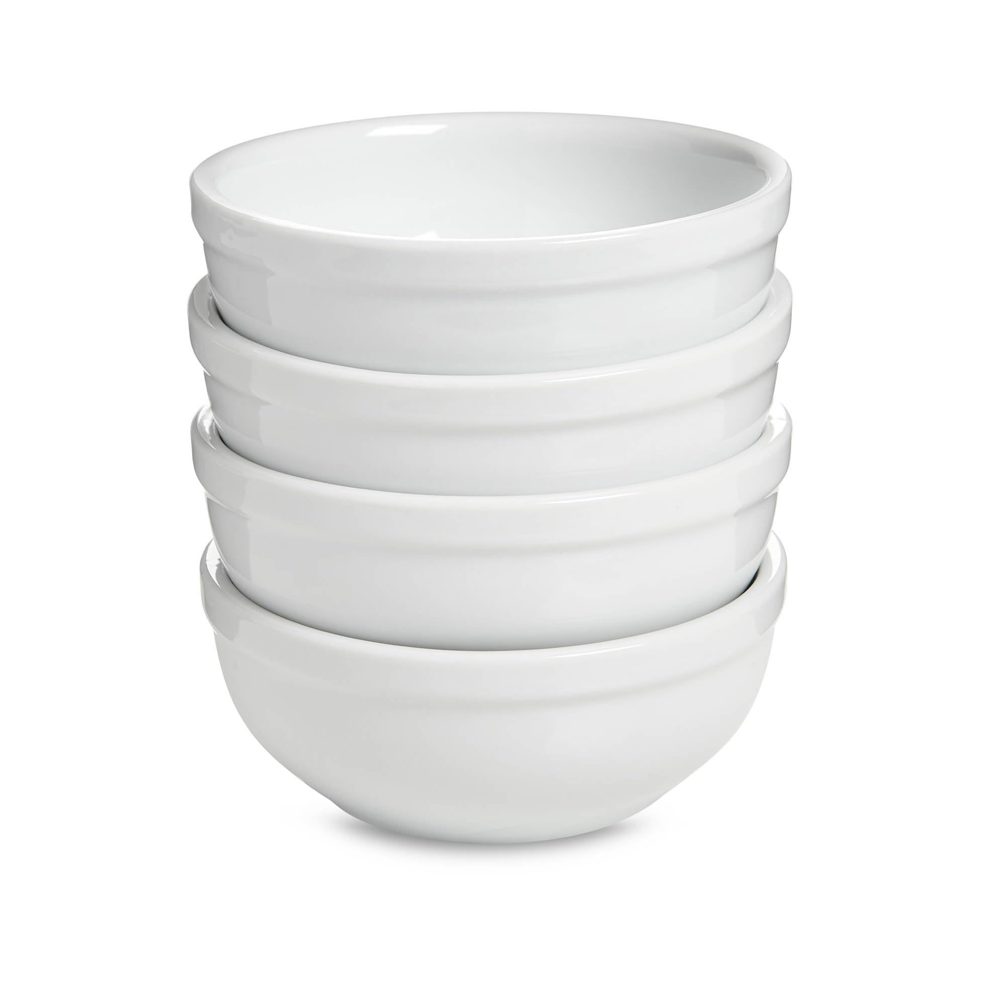HIC Kitchen Chili, Soup and Cereal Bowls, Set of 4, Fine White Porcelain, 16-ounces