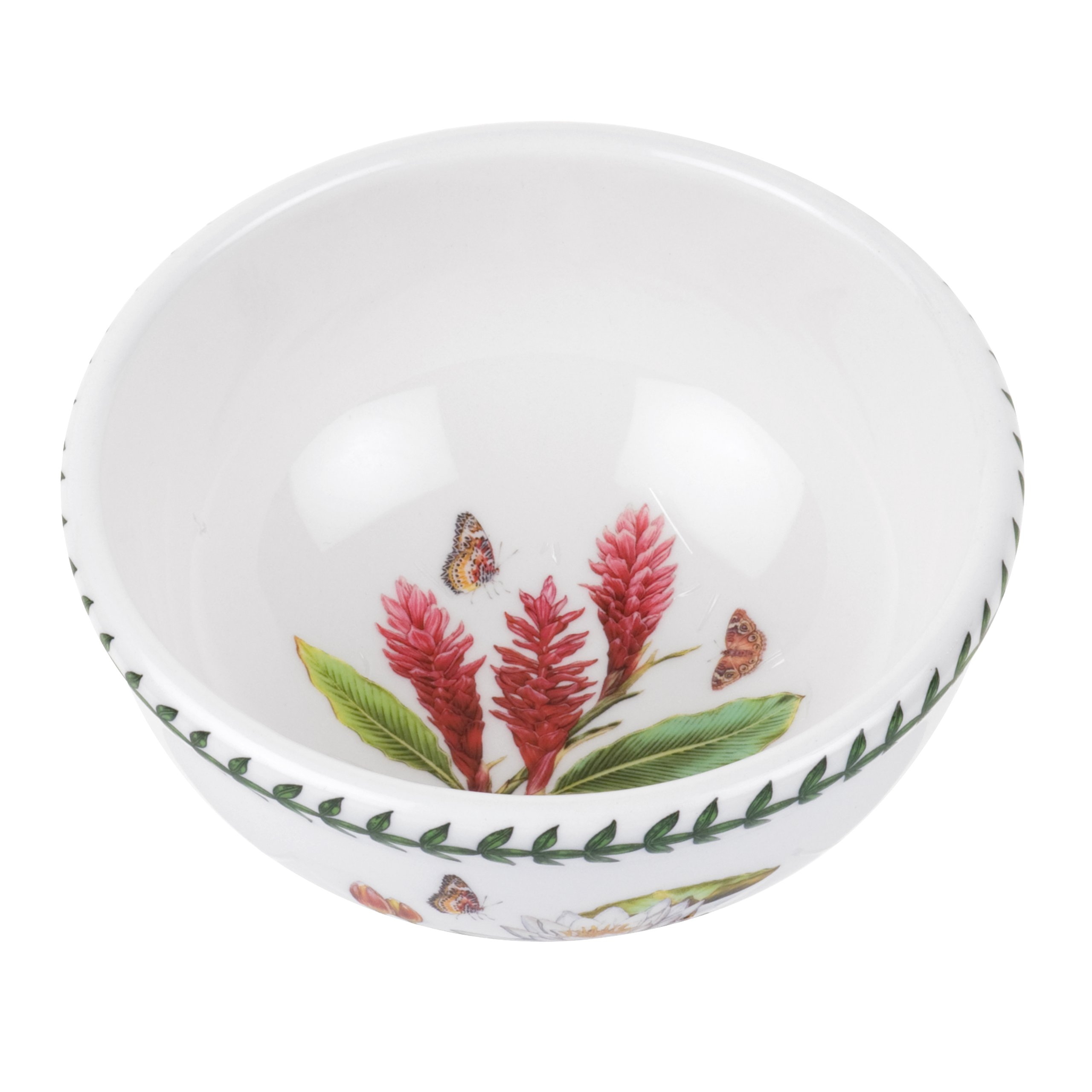 Portmeirion Exotic Botanic Garden 5.5” Individual Fruit Salad Bowl with Red Ginger Motif | Dishwasher, Microwave, and Oven Safe | For Cereal, Breakfast, or Dessert | Made in England