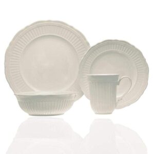 red vanilla tuscan villa 16 piece dinner set with coupe bowl, white